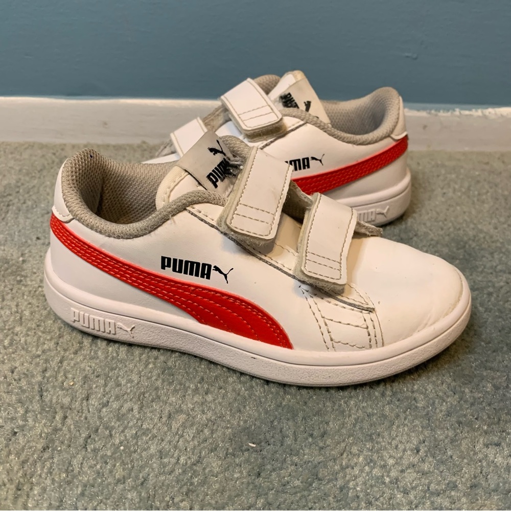 Puma Smash V2 Slip On  Youth Boys White Sneakers Casual Shoes 365173-34 Size 11C